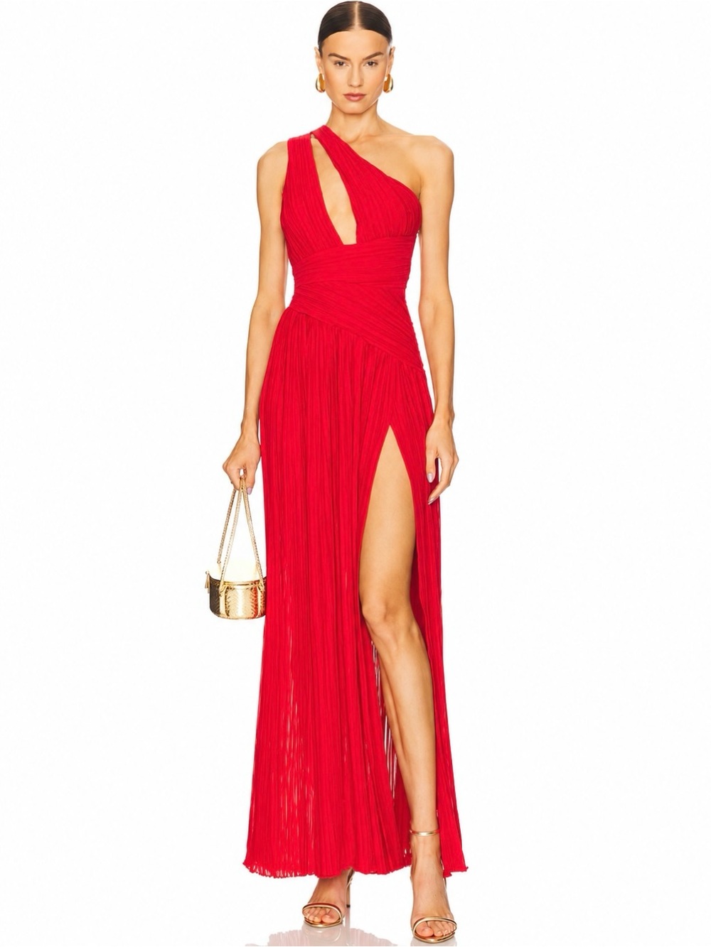 Michael Costello x REVOLVE Sloane Gown Red Plisse Cutout NWT M